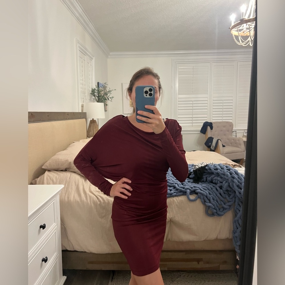 BCBG Dress Maroon colored asymmetrical dress BCBGMaxAzria Dresses Asymmetrical